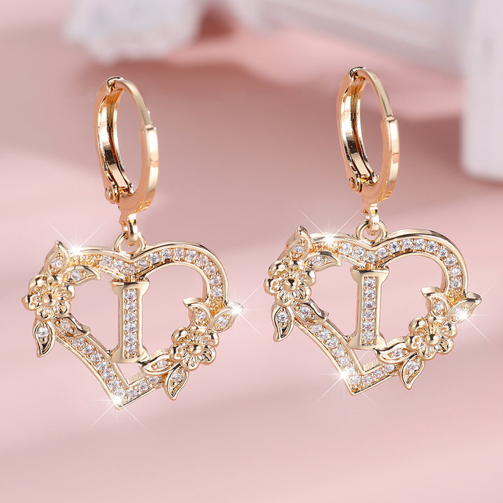 Initial Heart Drop Earrings