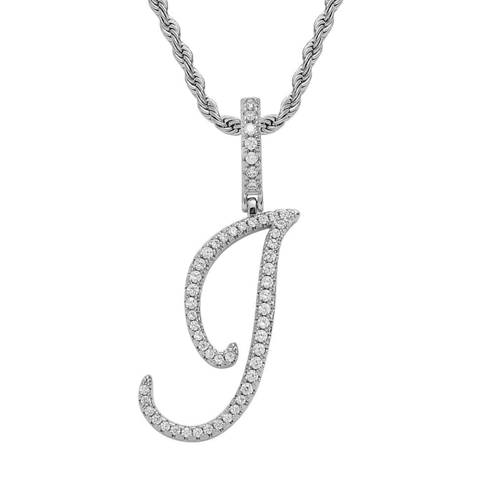 Pavé Script Initial Pendant Necklace