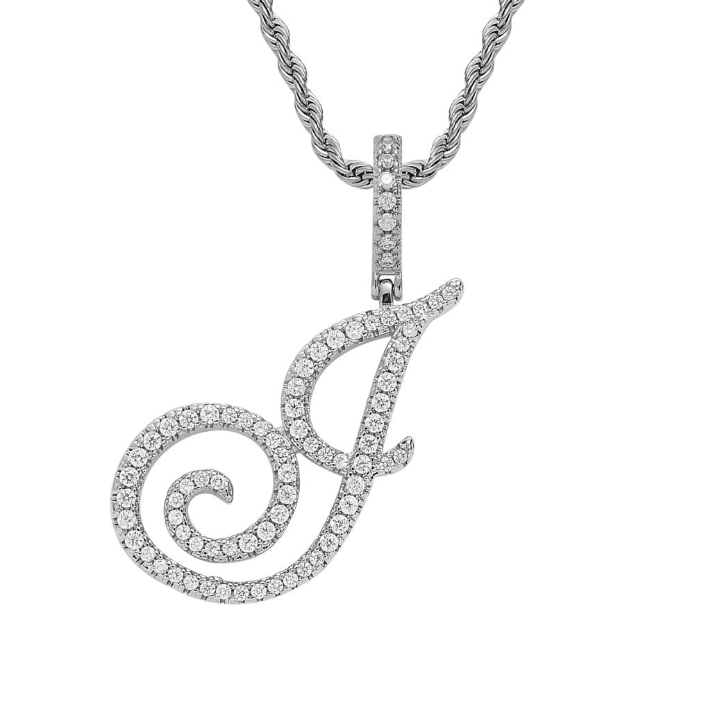 Pavé Script Initial Pendant Necklace