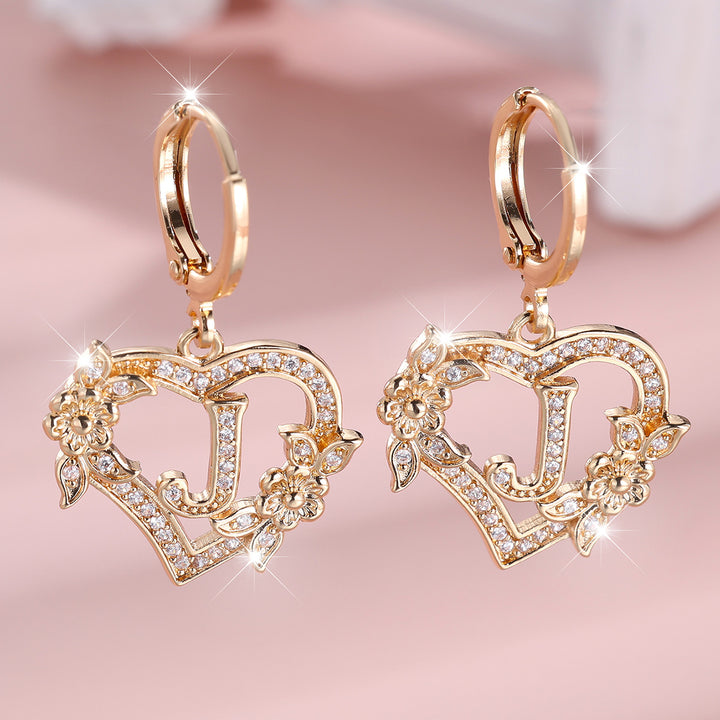 Initial Heart Drop Earrings