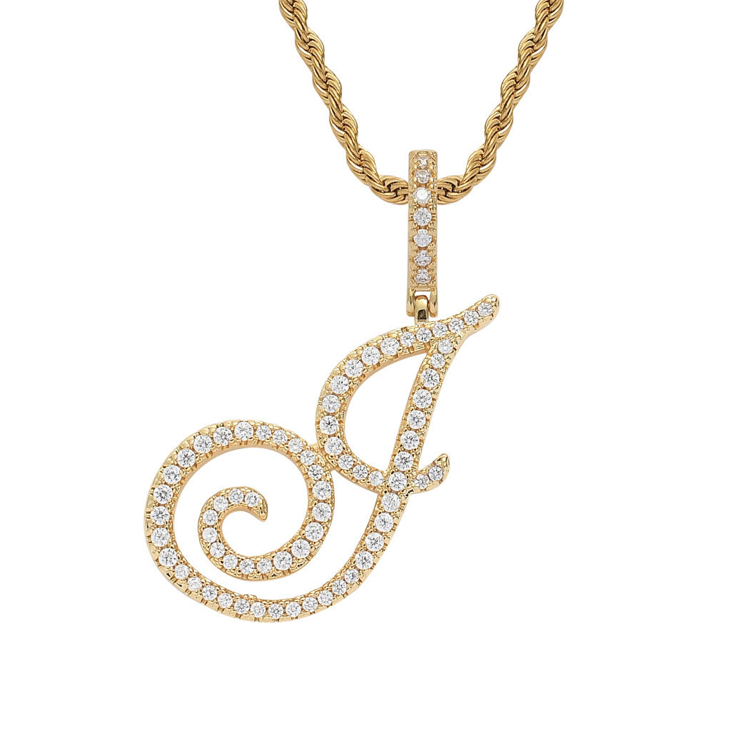 Pavé Script Initial Pendant Necklace
