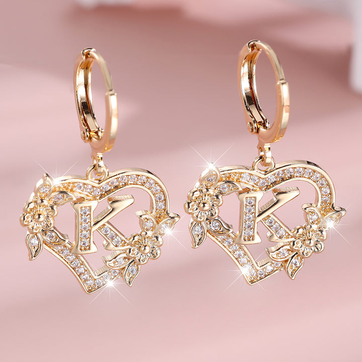 Initial Heart Drop Earrings