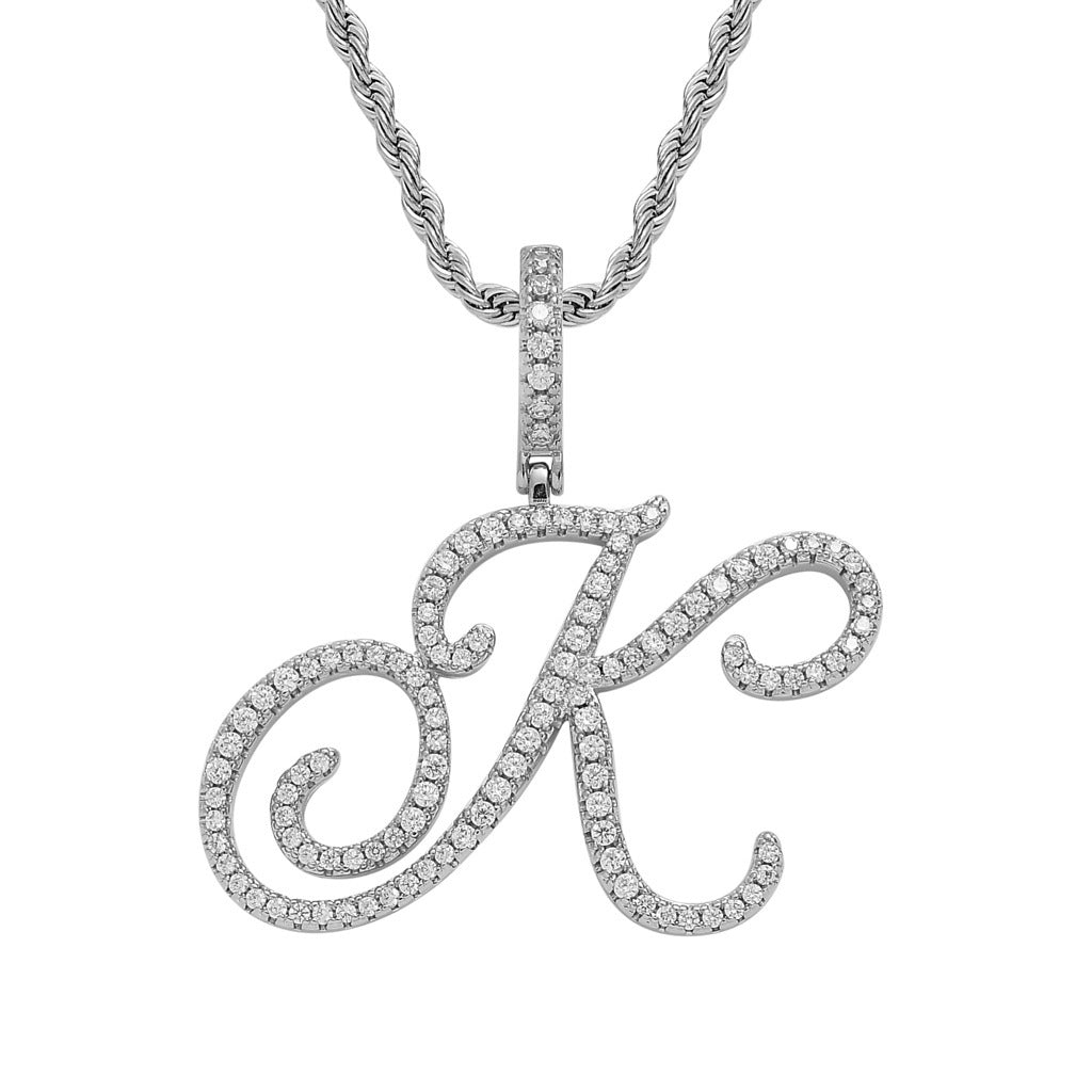 Pavé Script Initial Pendant Necklace