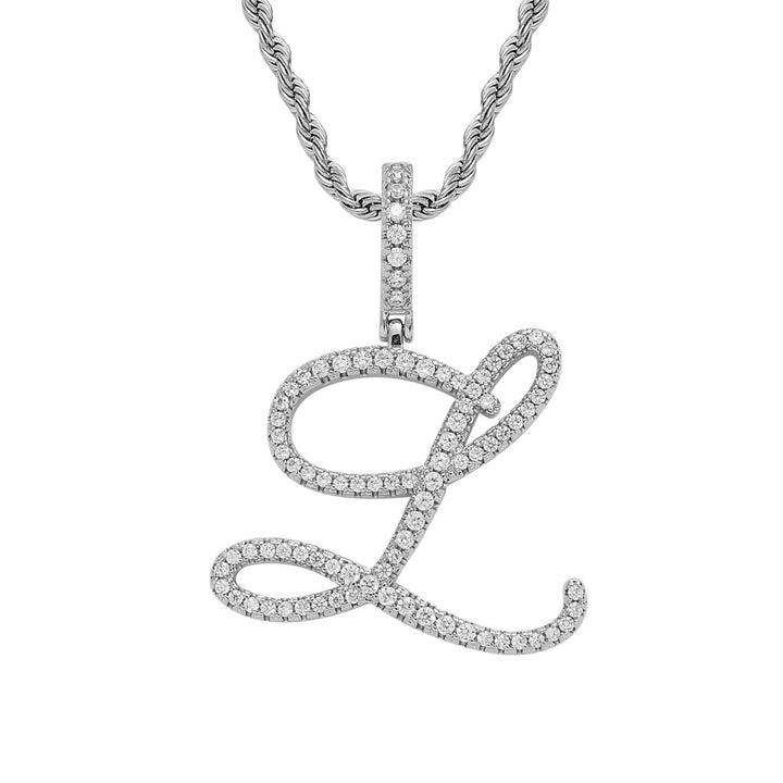 Pavé Script Initial Pendant Necklace