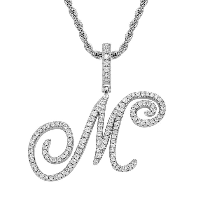 Pavé Script Initial Pendant Necklace