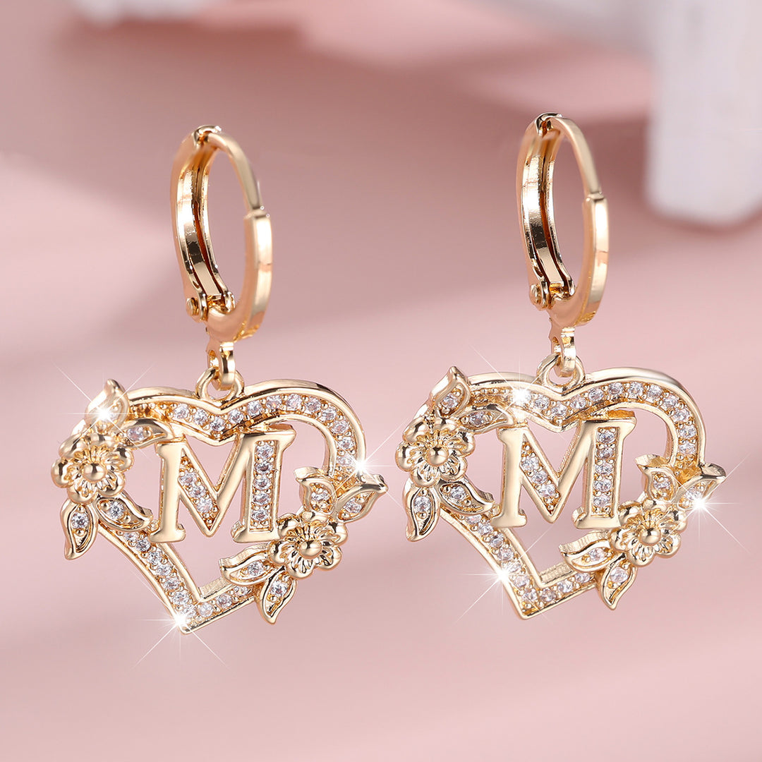Initial Heart Drop Earrings
