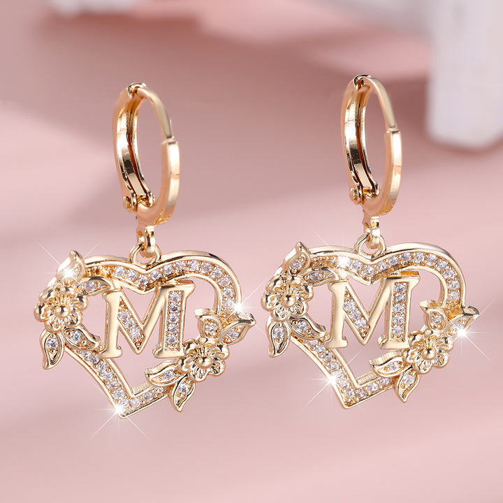 Initial Heart Drop Earrings