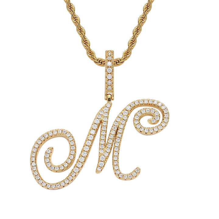 Pavé Script Initial Pendant Necklace
