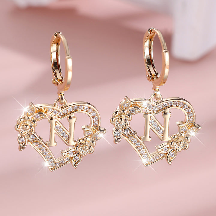 Initial Heart Drop Earrings