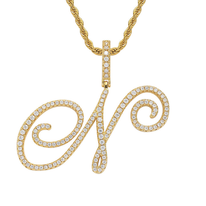 Pavé Script Initial Pendant Necklace