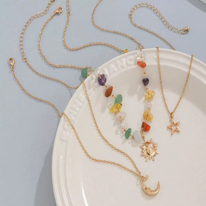 "Celestial" Gemstone-Style Layered Necklace