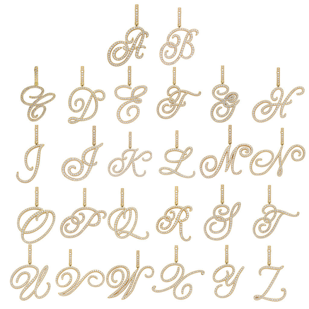 Pavé Script Initial Pendant Necklace