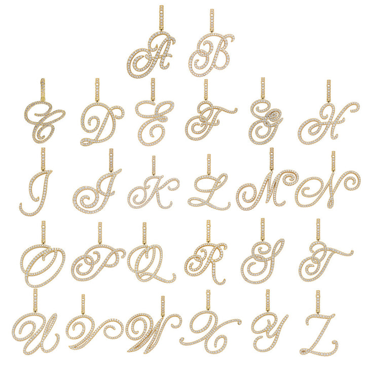Pavé Script Initial Pendant Necklace