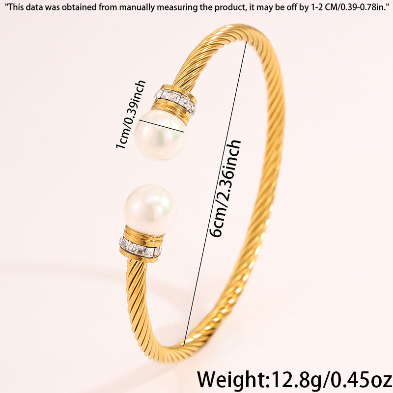 Pearl Twist Open Cuff Bracelet