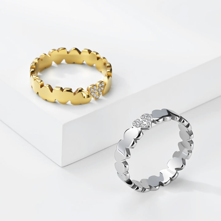 Pavé Heart Stainless Steel Ring