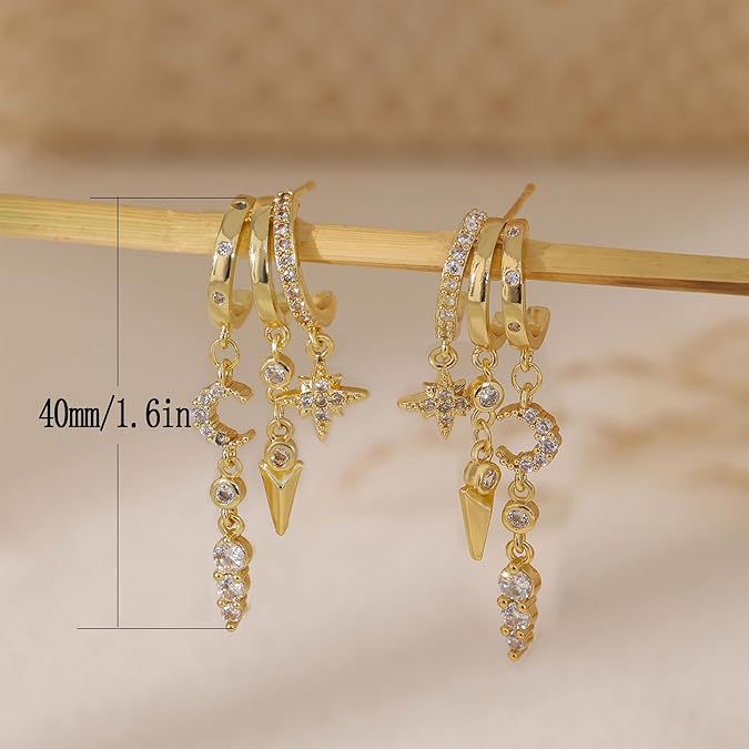 Celestial Tassel Huggie Earrings