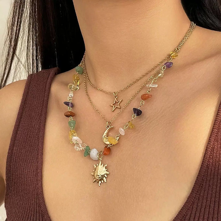 "Celestial" Gemstone-Style Layered Necklace