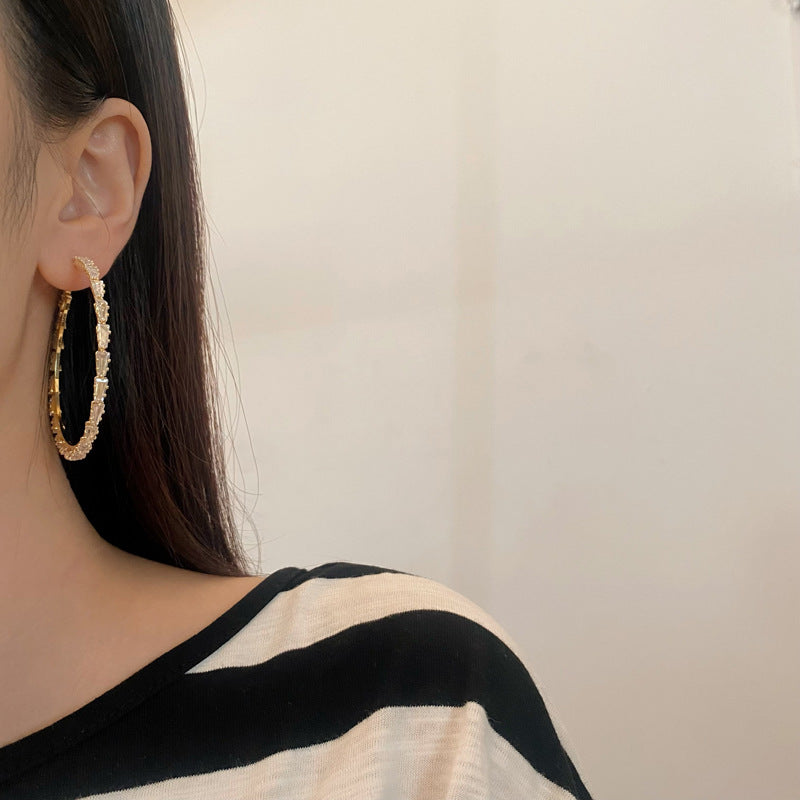 Pavé Crystal Statement Hoop Earrings