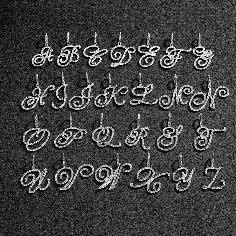 Pavé Script Initial Pendant Necklace