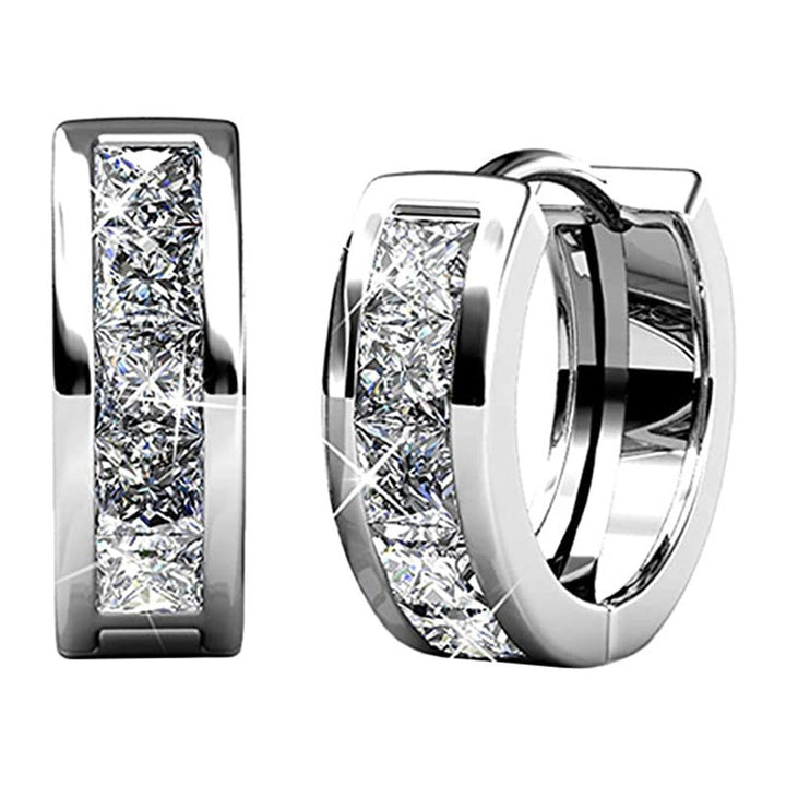 Princess-Cut Zircon Huggie Hoop Earrings