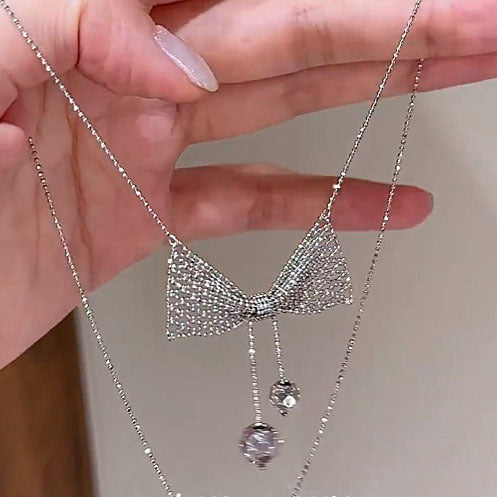 French Bow Tassel Pendant Necklace