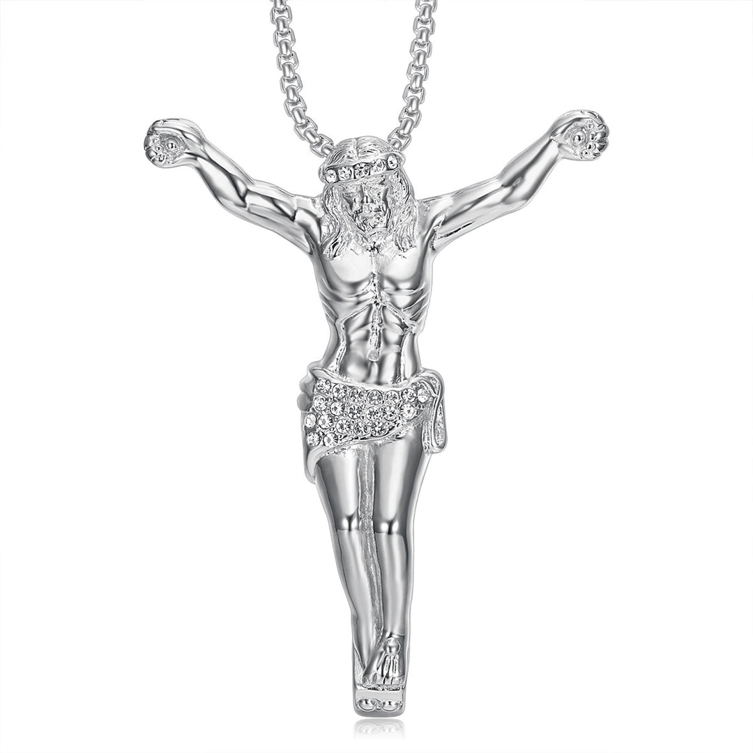 Striking Jesus Cross Pendant Necklace