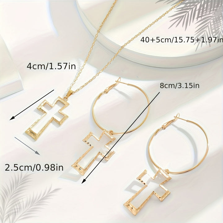 Cross Necklace and Earring Set