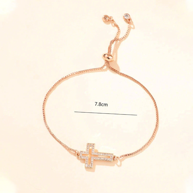Pavé Cross Adjustable Bracelet