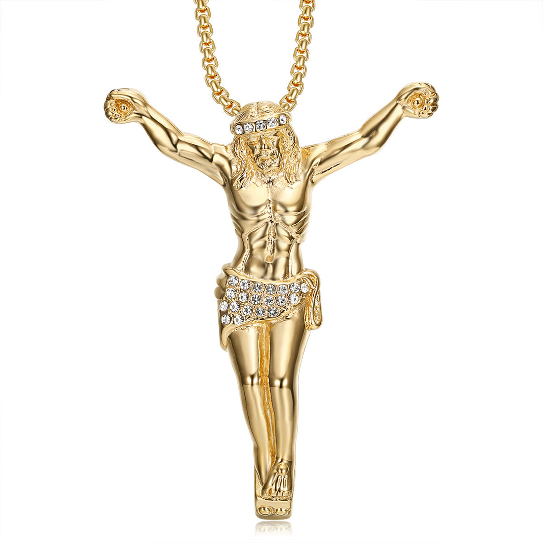 Striking Jesus Cross Pendant Necklace