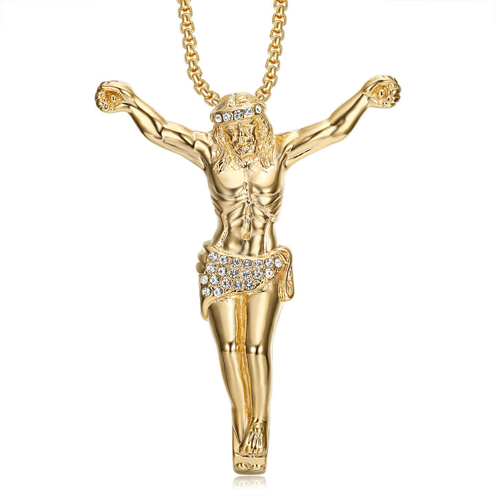 Striking Jesus Cross Pendant Necklace