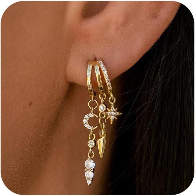 Celestial Tassel Huggie Earrings