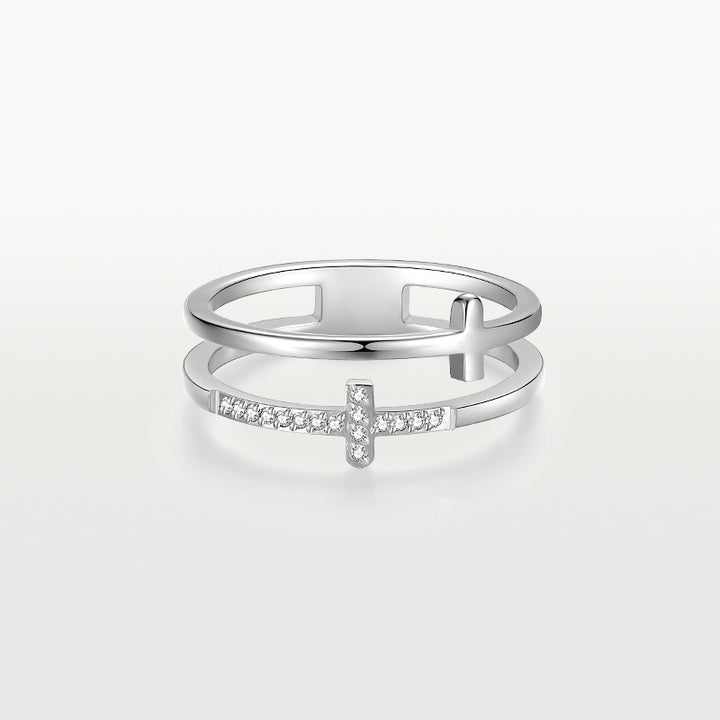 "Cross of Faith" Double-Layer Ring