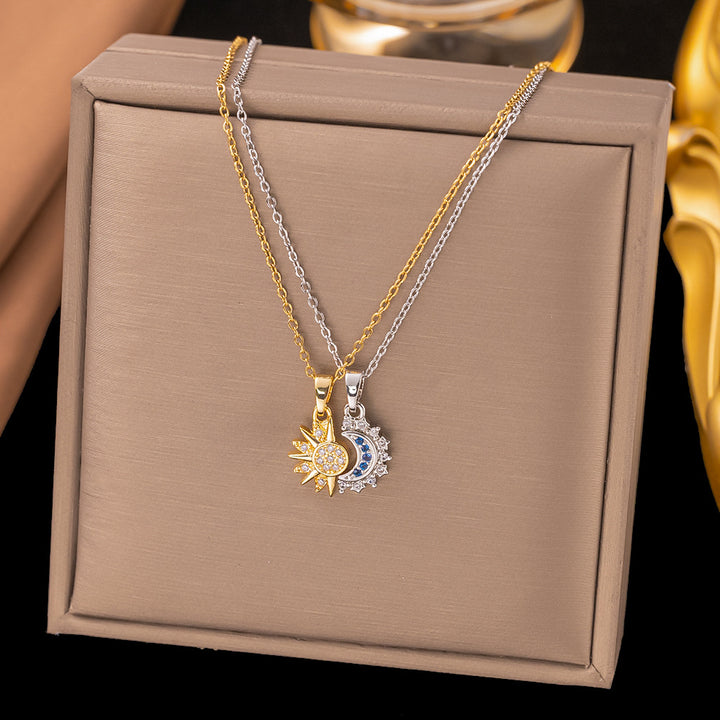 Magnetic Sun &amp; Moon Couple Necklace