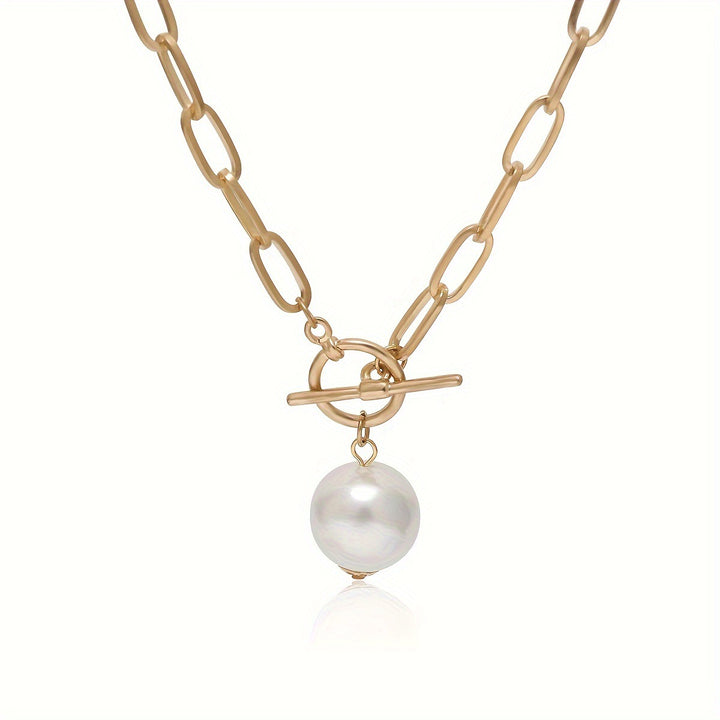Vintage Natural Pearl Toggle Chain Necklace