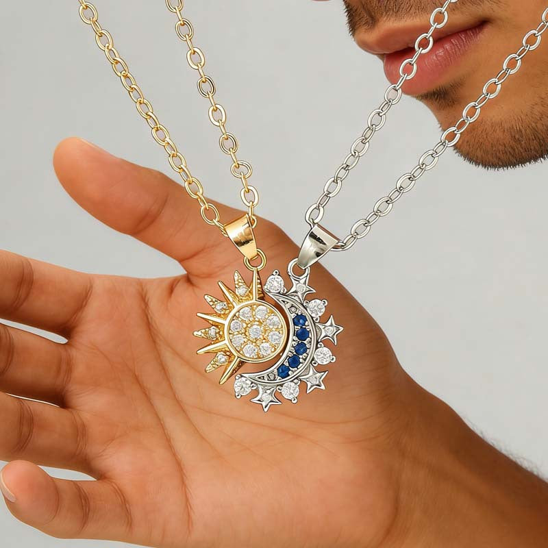 Magnetic Sun &amp; Moon Couple Necklace
