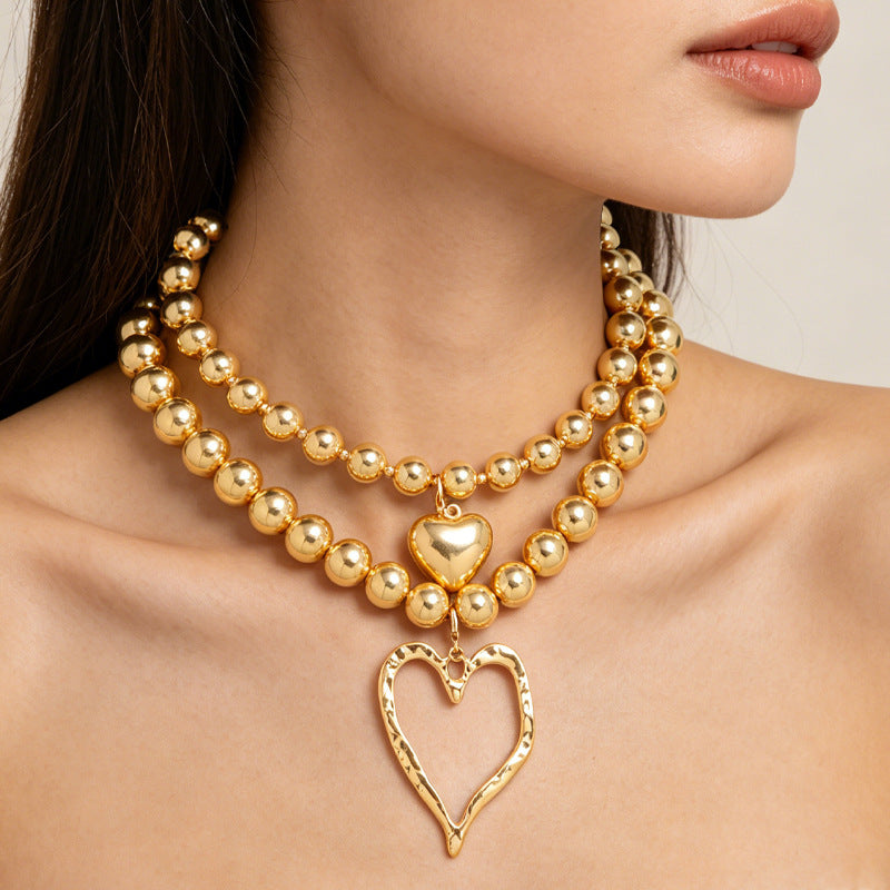 Molten Heart Layered Beaded Necklace
