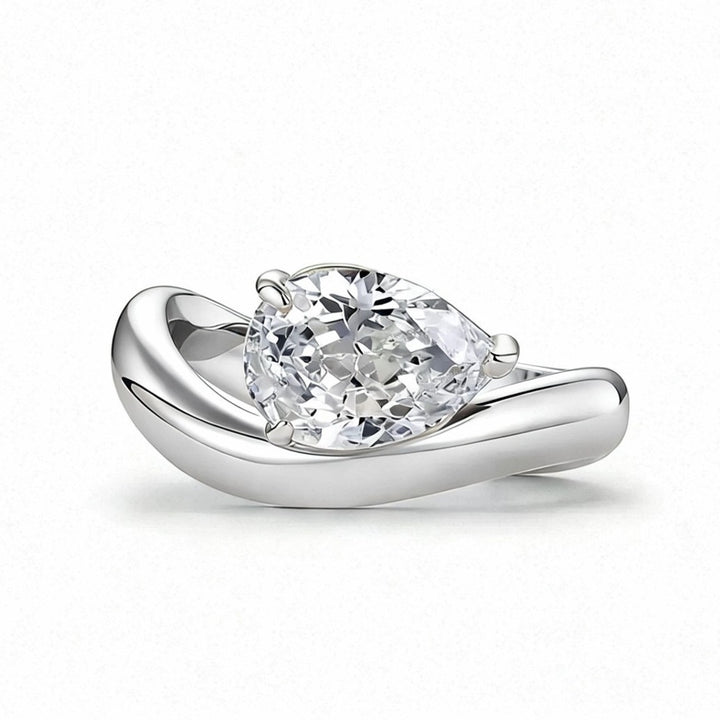 Pear-Cut Sterling Silver Statement Ring