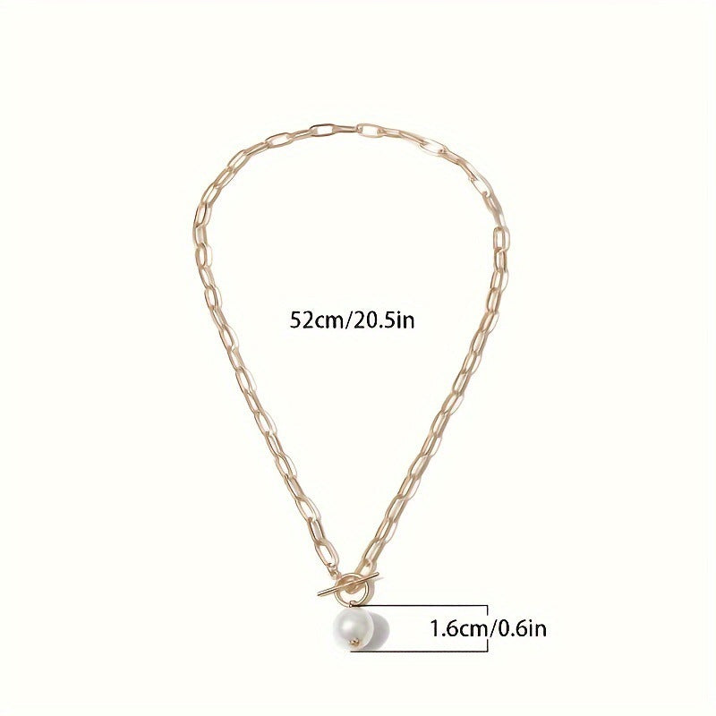 Vintage Natural Pearl Toggle Chain Necklace