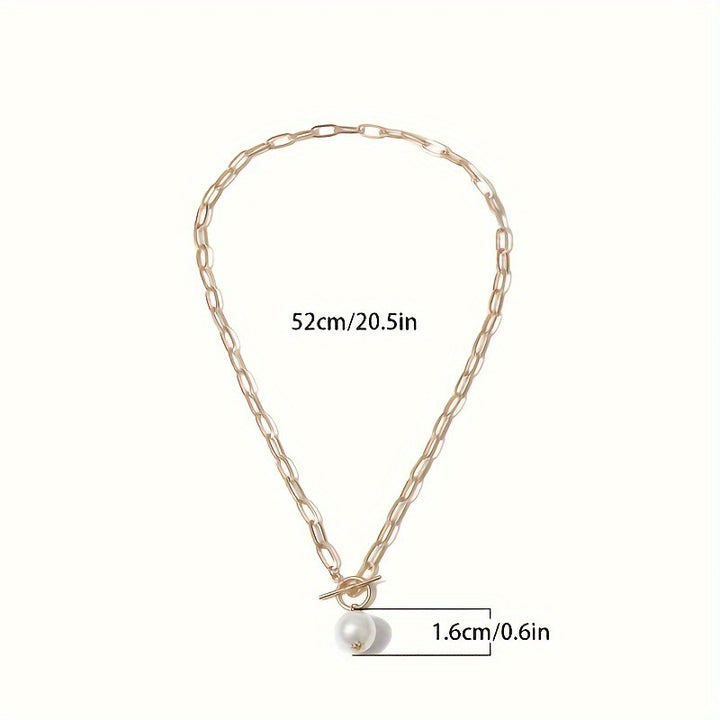 Vintage Natural Pearl Toggle Chain Necklace