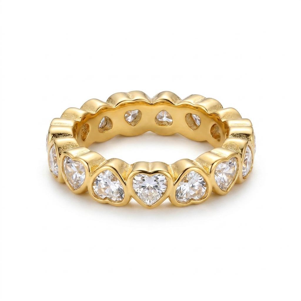 Heart-Cut Eternity Band Ring
