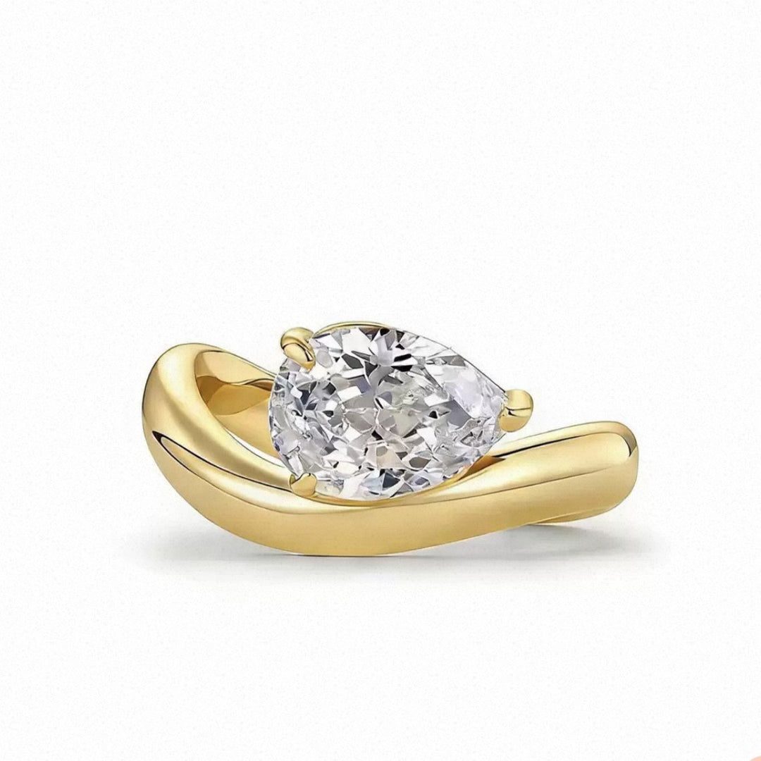 Pear-Cut Sterling Silver Statement Ring
