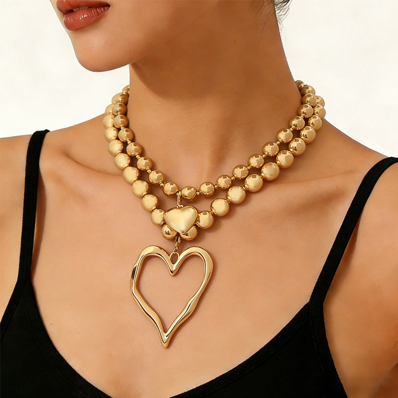 Molten Heart Layered Beaded Necklace