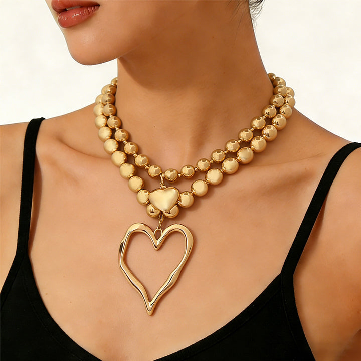Molten Heart Layered Beaded Necklace