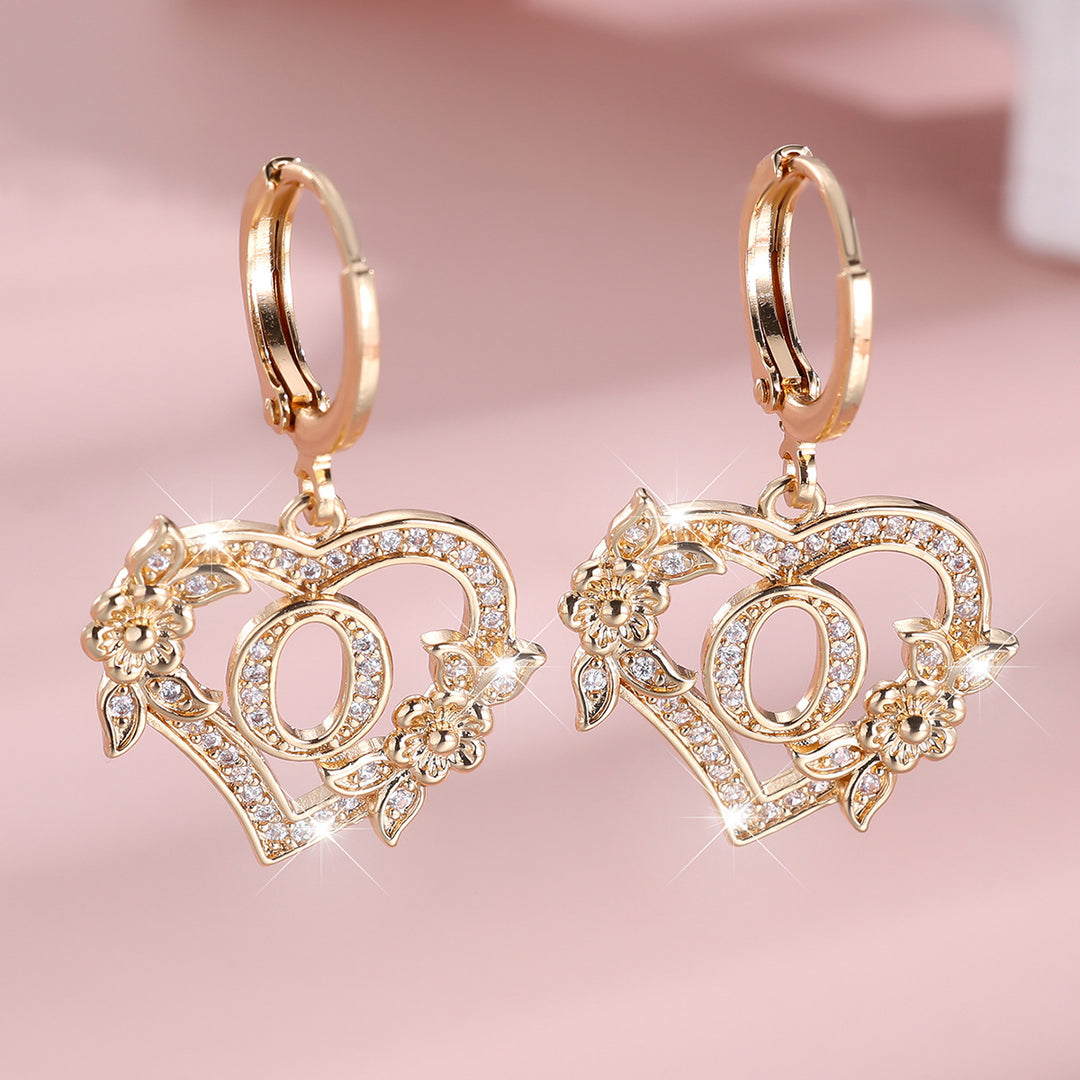 Initial Heart Drop Earrings
