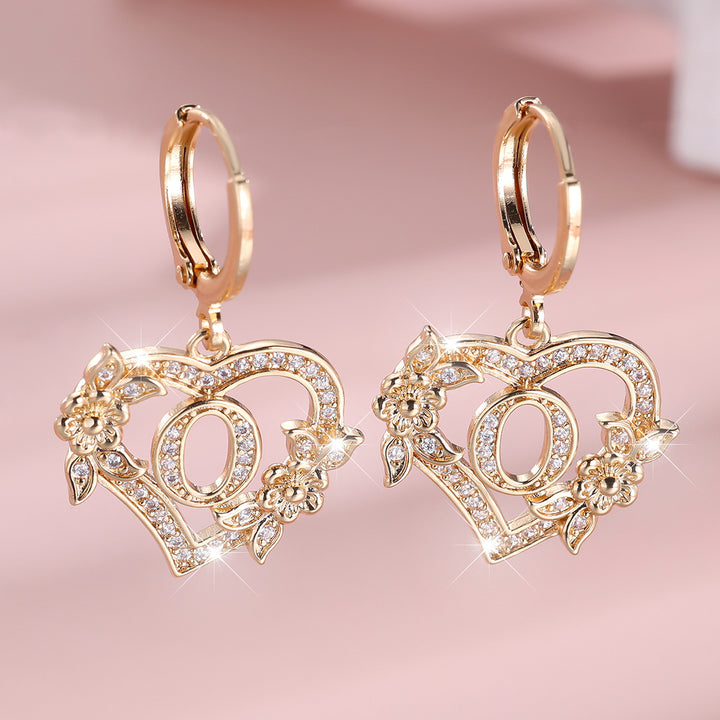 Initial Heart Drop Earrings