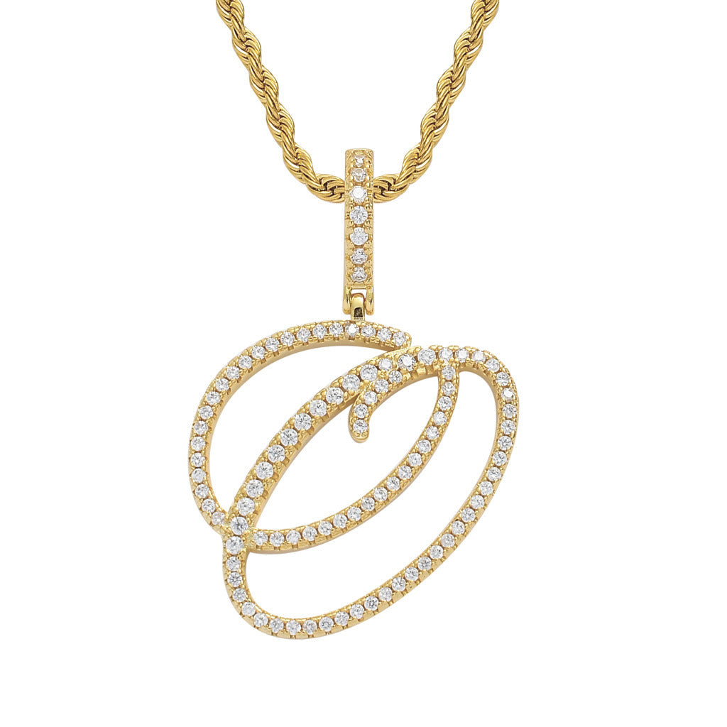 Pavé Script Initial Pendant Necklace