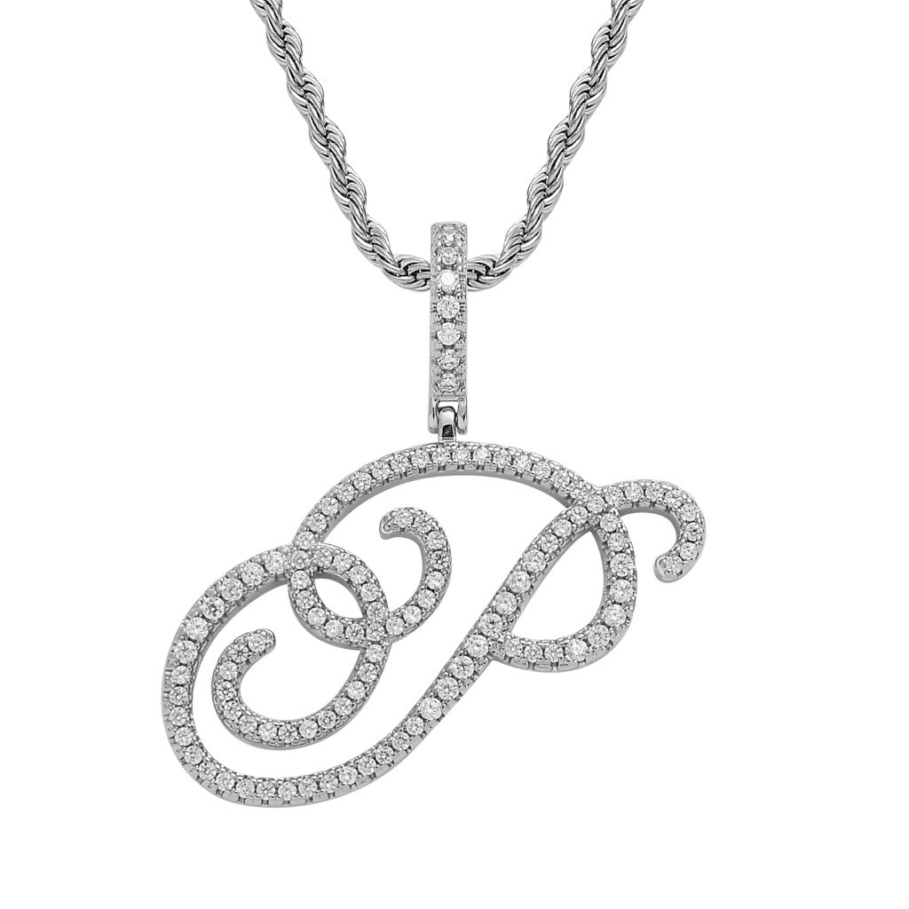 Pavé Script Initial Pendant Necklace