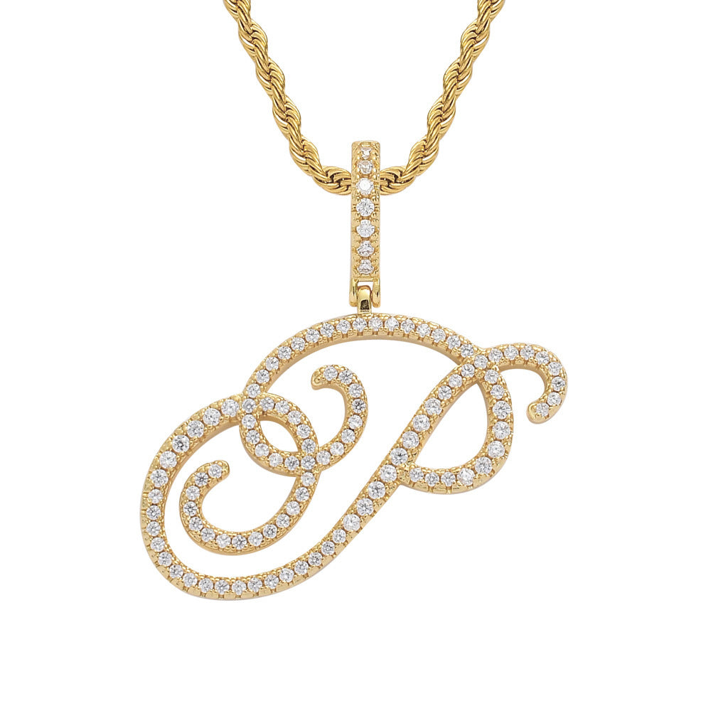 Pavé Script Initial Pendant Necklace
