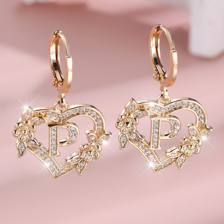 Initial Heart Drop Earrings
