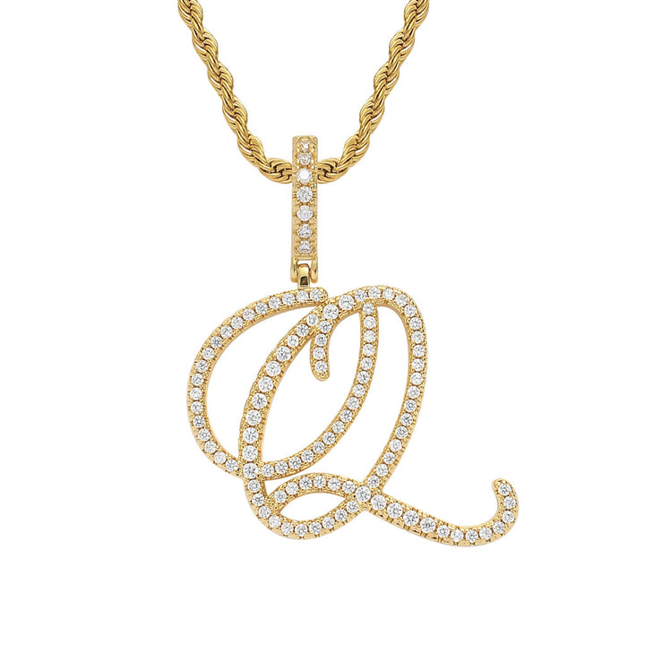 Pavé Script Initial Pendant Necklace